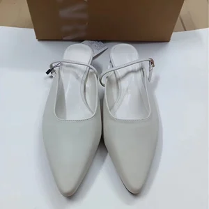 QuiteS 2026 Ladies Summer Casual Stiletto Sandals New Denim Cloth with Shallow Mouth and Muller Flat Design Slip-On Closure