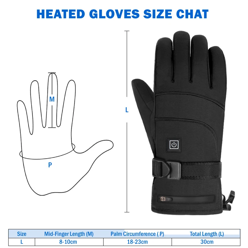 Gants Chauffants Heated Mittens Mens Winter Warm Touch Screen Usb ...