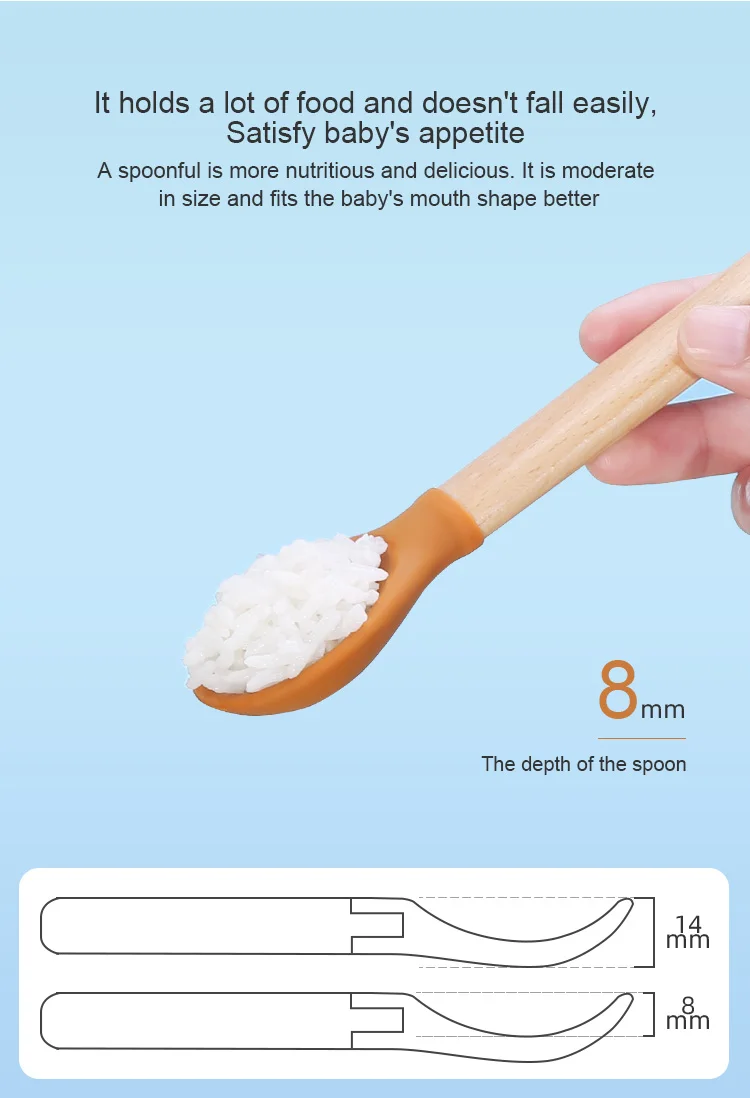 High Quality Infant Training Plate Bib Spoon Set Small Wooden Baby Fork