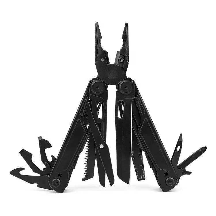 Black oxidized stainless steel multi purpose pliers multitools EDC