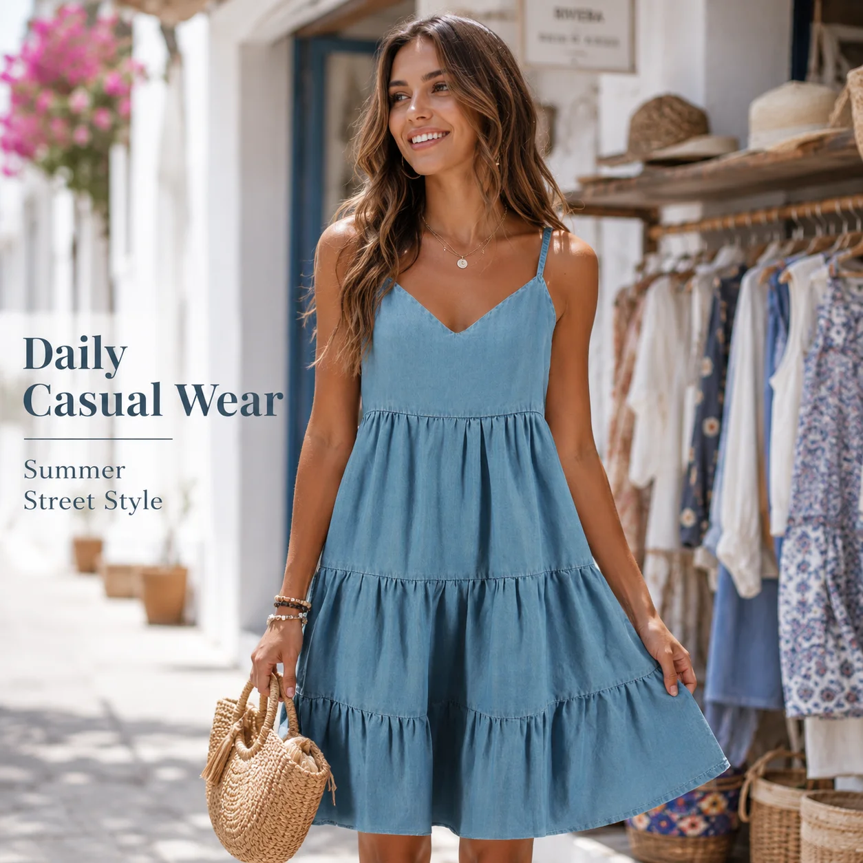 Fashion Women's Skinny-Fit Simple Denim Women's halter top dress