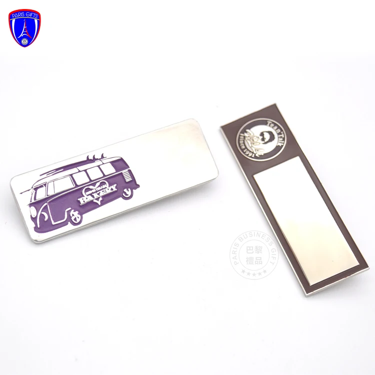 Magnetic Name Badge Company Customized Name Tag Factory Wholesale Rectangle Metal Name Badge with Safety Pin Back