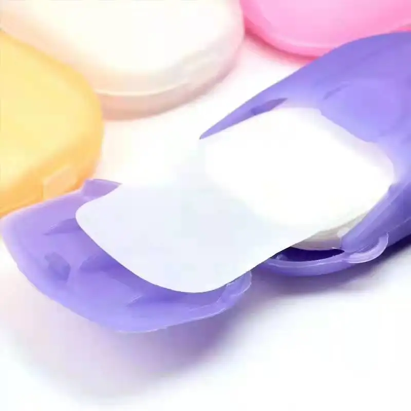 Оптовая торговля OEM 20 шт. дорожные принадлежности портативный мыло для рук листы прозрачные одноразовое мыло мини мыло в виде бумаги