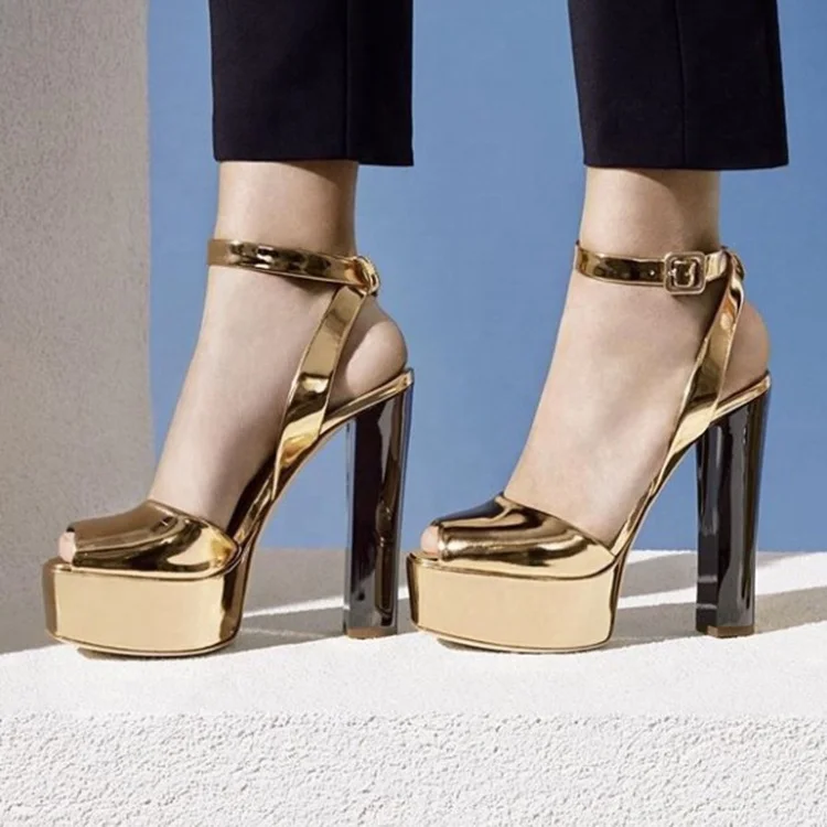 gold metallic platform shoes