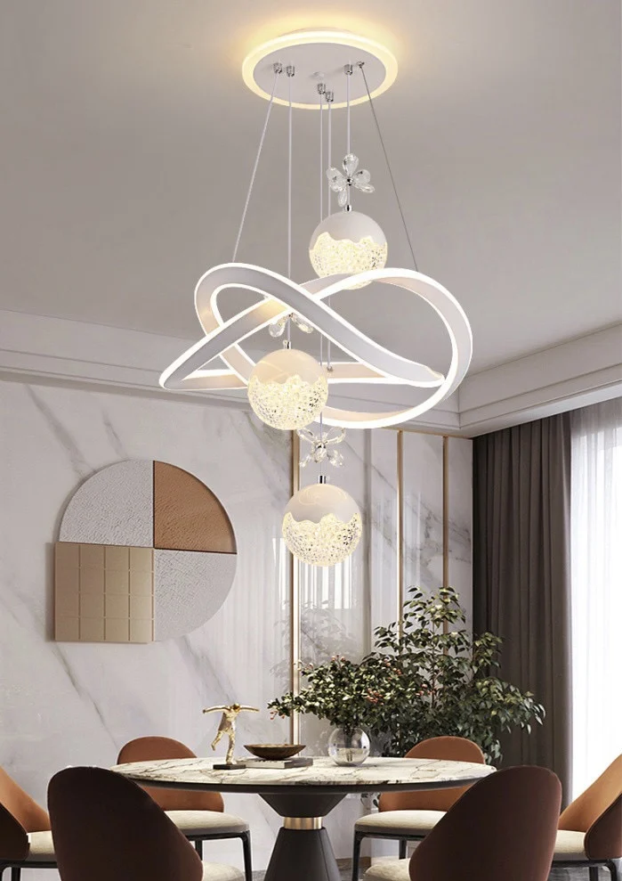 Hot Selling Kitchen Island Flowers Shade Linear Luxury Led Pendant Light Restaurant Bars Modern K9 Crystal Chandelier