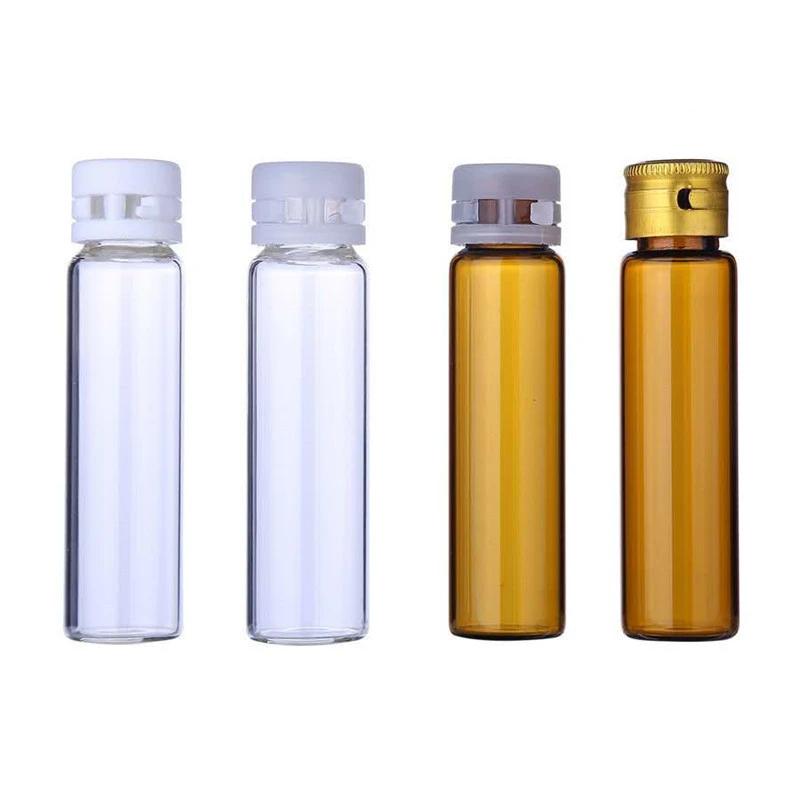 5ml 10ml 15ml 20ml Amber Transparent Syrup Glass Bottle Crimp Oral Liquid Glass Vial with Inner Plug and Tear off Aluminum Cap