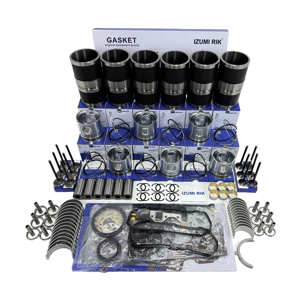 IZUMI RIK 6CH-DT Overhaul Rebuild Kit with Overhaul Kit Main & Conrod Bearing with Thrust Washer Valve Kit for Yanmar