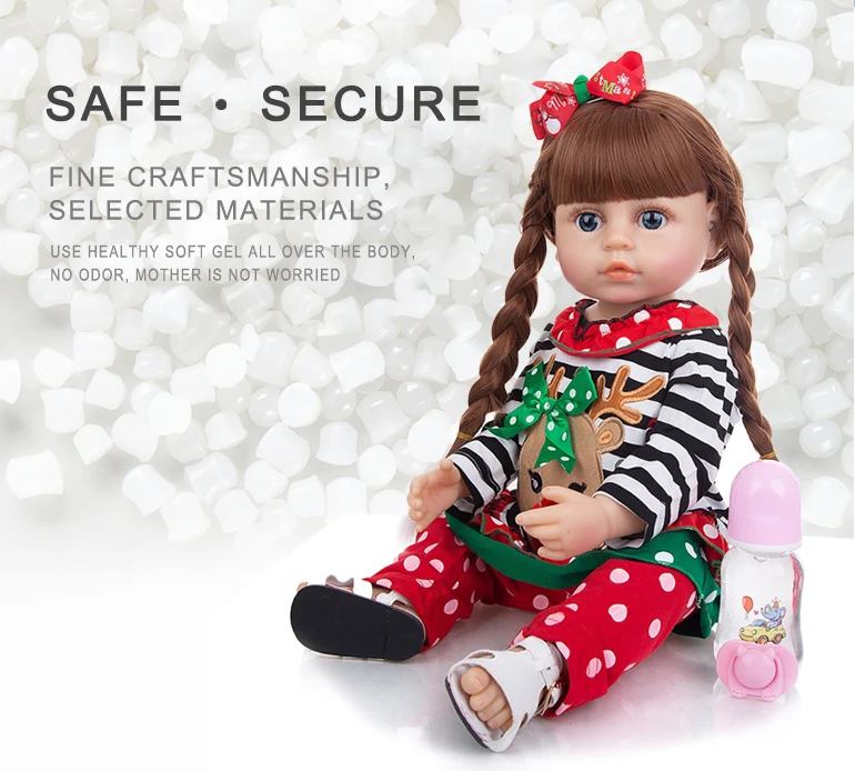 Chengji 55 CM Simulation Baby Bottle Lifelike Cute Soft Silicone Realistic Reborn Doll Toy for Kids