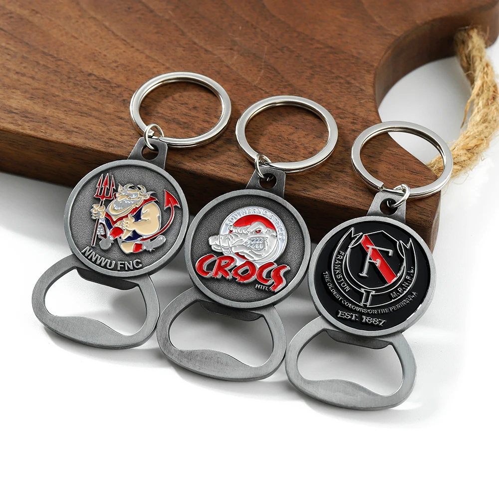 Hot Keyring Bottle Opener Made Casting 3d Enamel Logo Bar Keychain