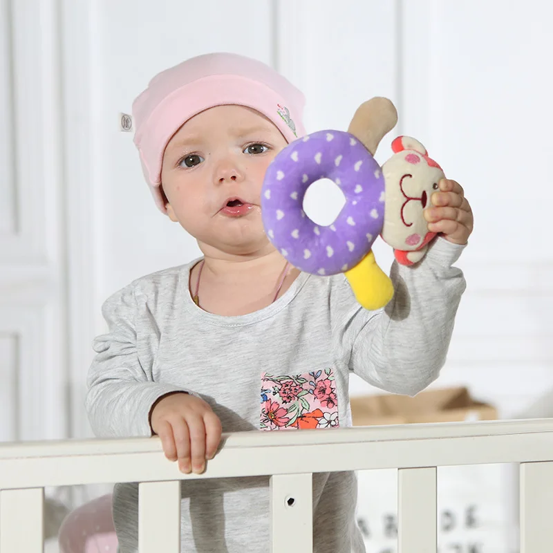 Мягкие погремушки для новорожденных на заказ Мультяшные животные прорезыватель плюшевые детские