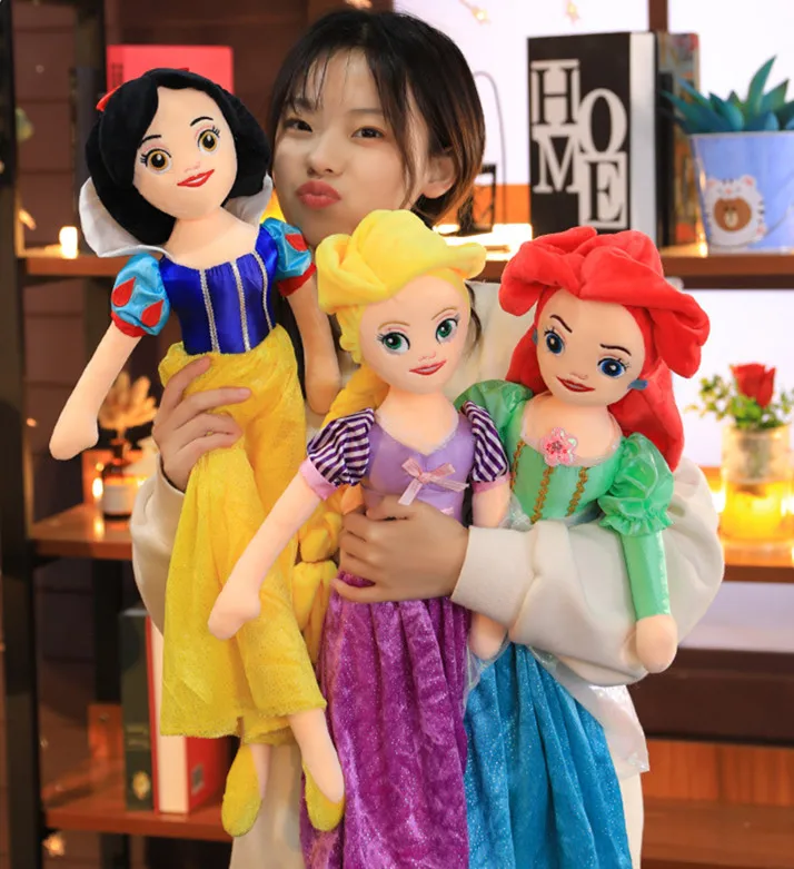 55CM Disney Plush Princess Snow White Sofia Cinderella Mermaid Rapunzel  Aurora Belle Plushie Stuffed Toy Figure Doll For Girls - AliExpress