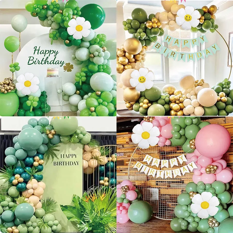 Decorazioni Di Compleanno Verde Salvia Con Banner Di Buon