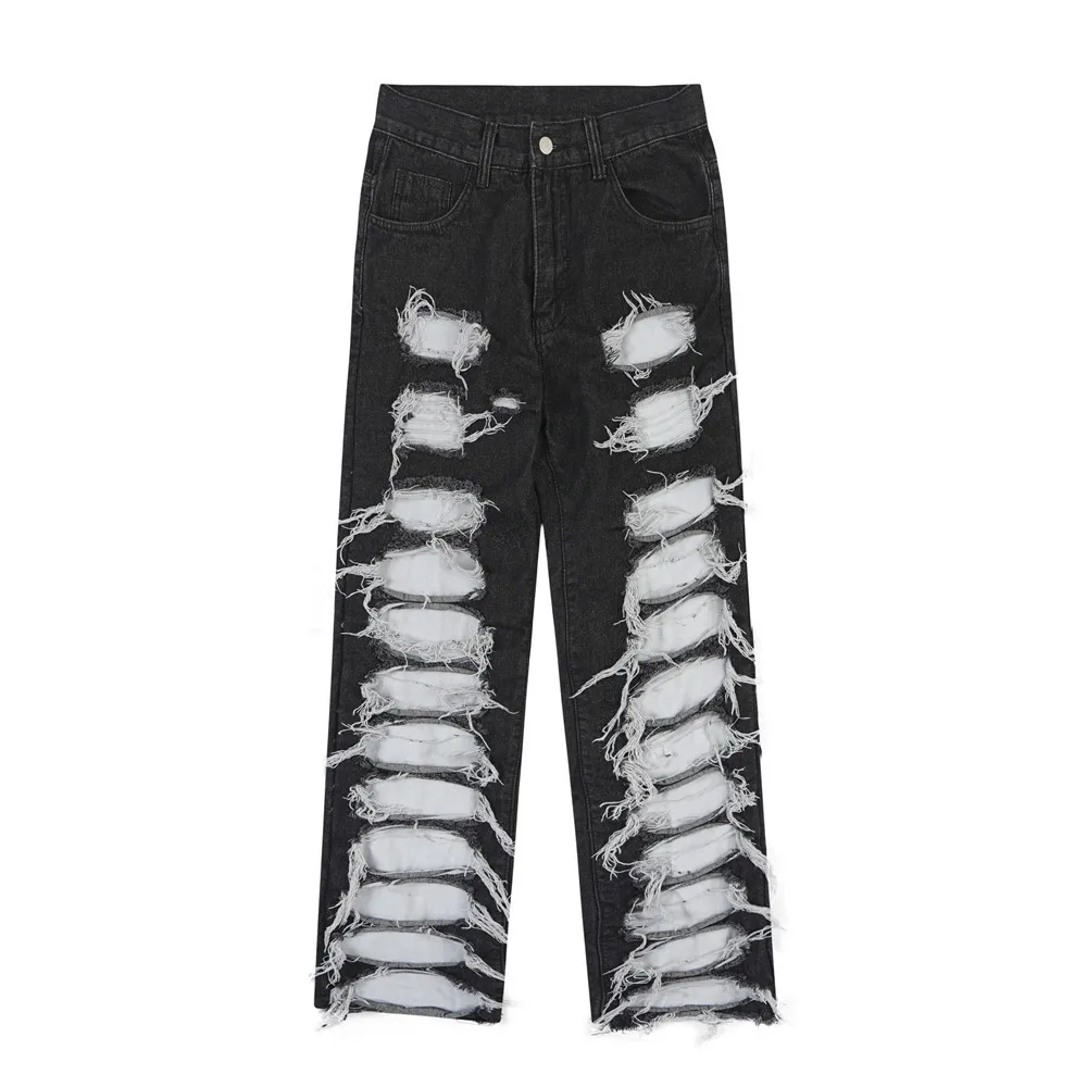 Jeans strappati Color Patch pantaloni Jins affusolati pantaloni in