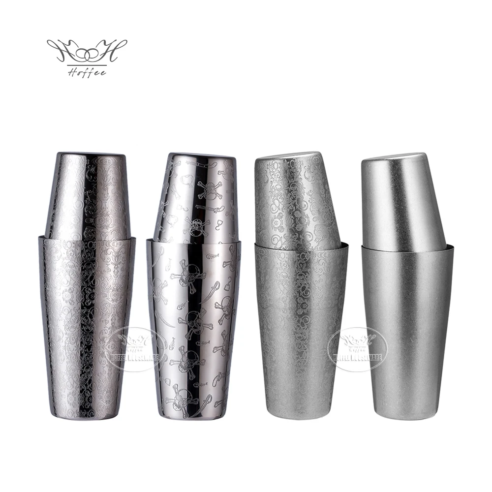 Engraved Cocktail Boston Shakers Set Customized Stainless Steel Bar Tools Bartender Cocktail Maker Drink Mixer Cocktail Shaker