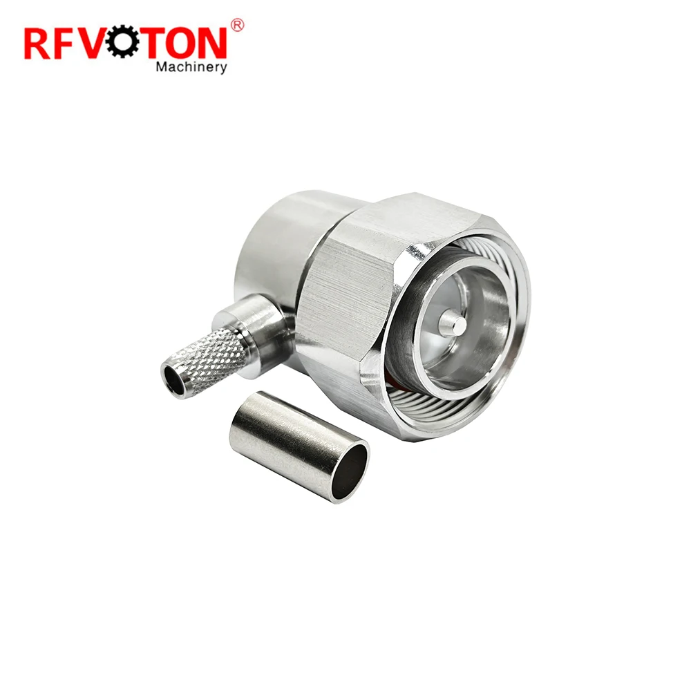 Factory  Mini 4.310 Din L20 Male Plug Right Angle 90 Degree Elbow Crimp WTR200 Rg58 WTR195  Rf Coaxial Connector Converter ROHS