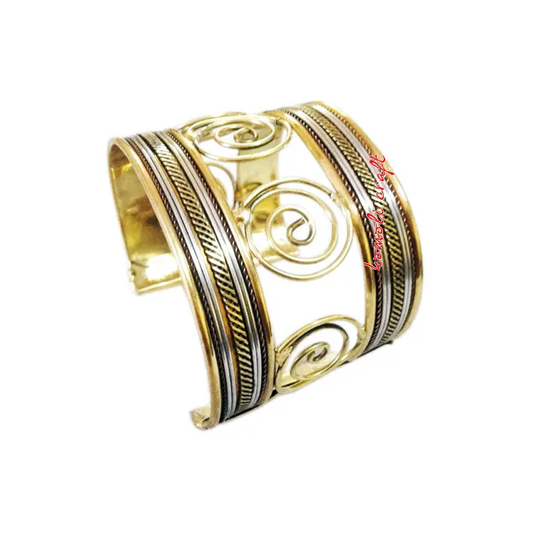 Plain Brass Cuff Bracelet B  PJS996Designer Gemstone Brass with Gold  Plated Fashion Design C