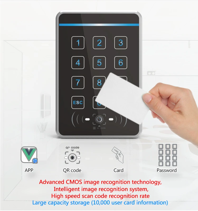 China Supplier RFID QR Code Reader Standalone Access Controller Metal Touch Keypad Access Control System  Rfid Proximity Reader