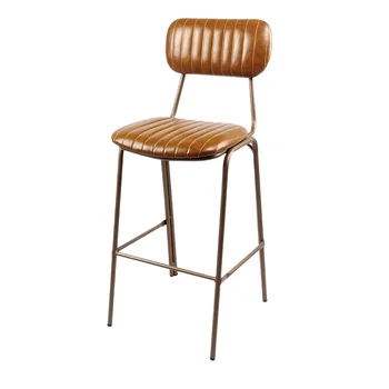 Factory Wholesale Cafe Iron Chairs Contemporary Design High Counter Backrest Stools for Home Bar Industrial Style