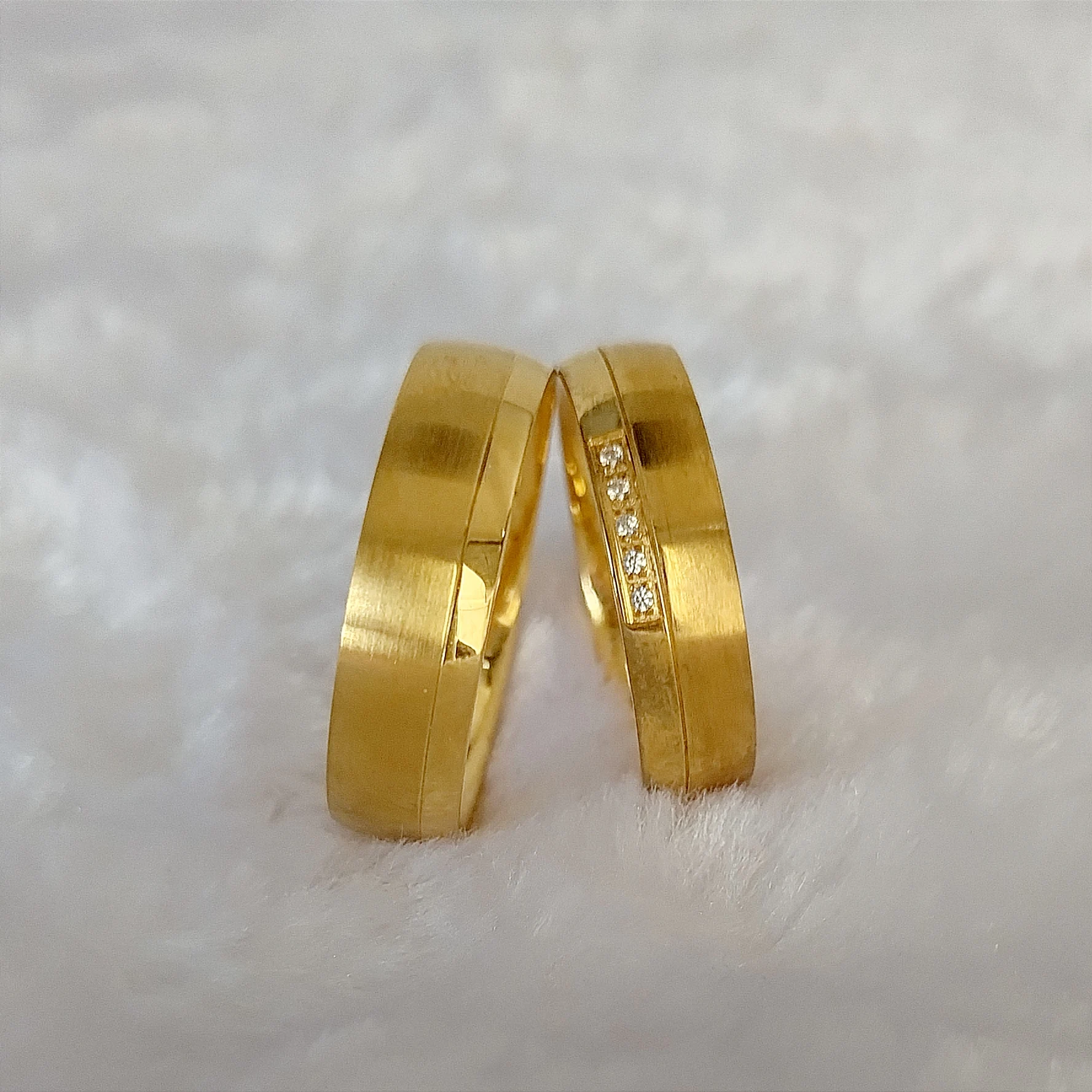 Wedding Rings Gold 18k Plated Couple Dubai Gold Jewelry Set for Men and  Women Bague Anillos Eheringe Anel Snubni Prsten