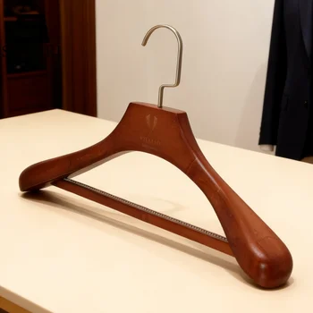 Antique Extra Wide Shoulder With Non Slip Bar Luxury Suit Wooden Hanger