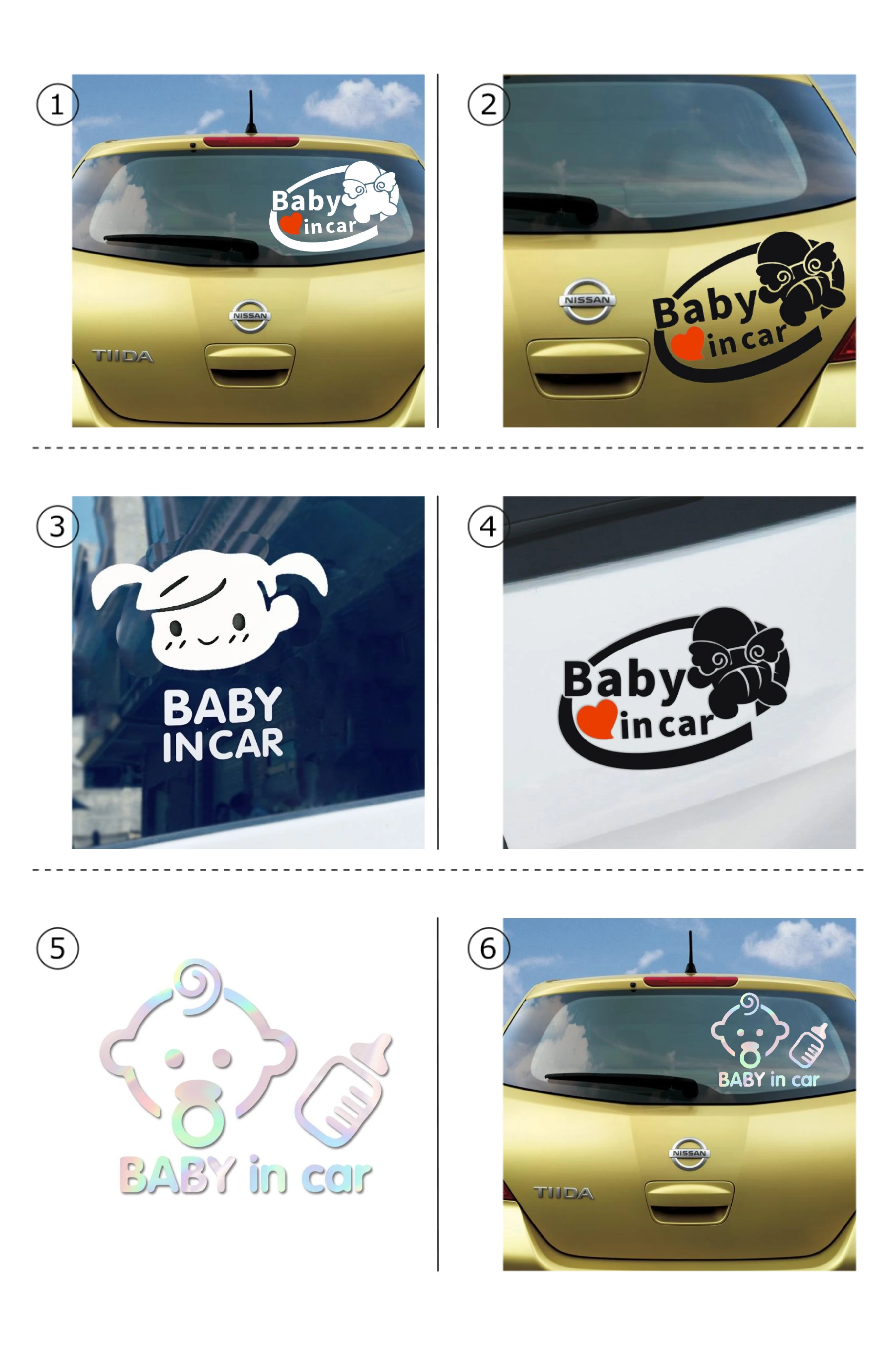 Transparent Label Removable Static Cling Baby In Car Sticker/ Window