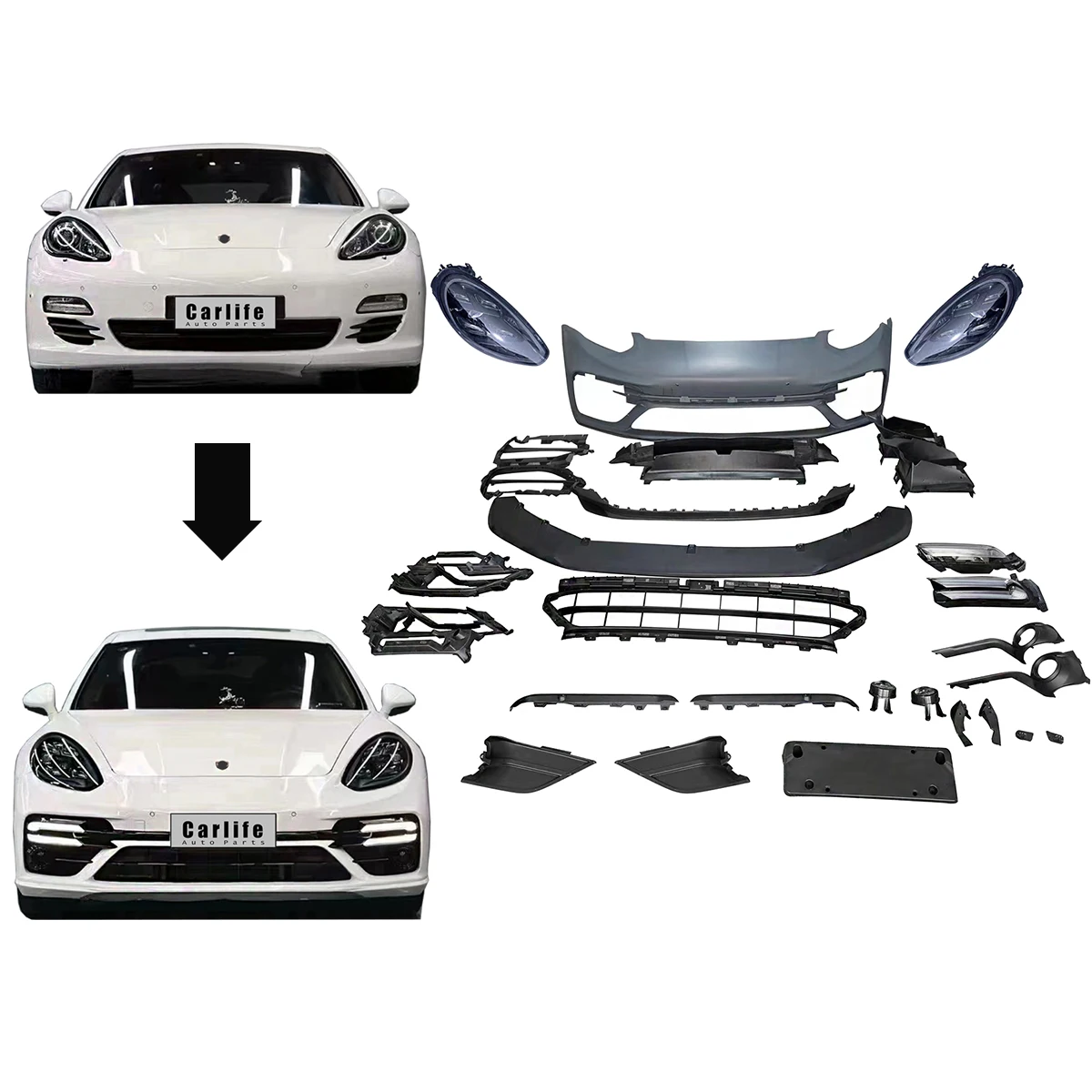 Carlife auto parts facelift bumper for Porsche Panamera970 2008 2016 upgrade 971 Turbo S conversion body kit