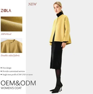 Customized Handmade Women's Casual Short Wool Coat Pure Woolen Fabric Eco-Friendly Button Decor Pocket Winter Season Clothing