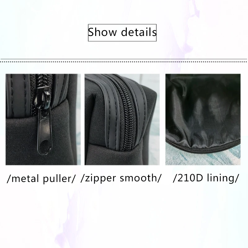 Custom Mini Toiletry Makeup Bag Light Soft Makeup Case Black Simple Travel Cosmetic Bag manufacture