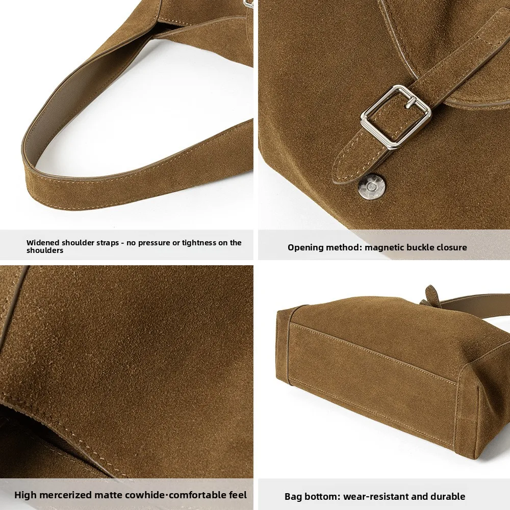 Frosted Cowhide Genuine Leather Women’s Shoulder/Underarm/Crossbody/Tote Bag Single Strap ZIP Closure Large Capacity Light