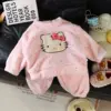 Pijama de medio terciopelo-gatito rosa