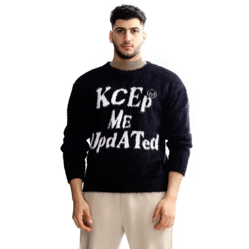 Factory customized Christmas wool blend casual and fashionable handmade printed letter men's sweater
