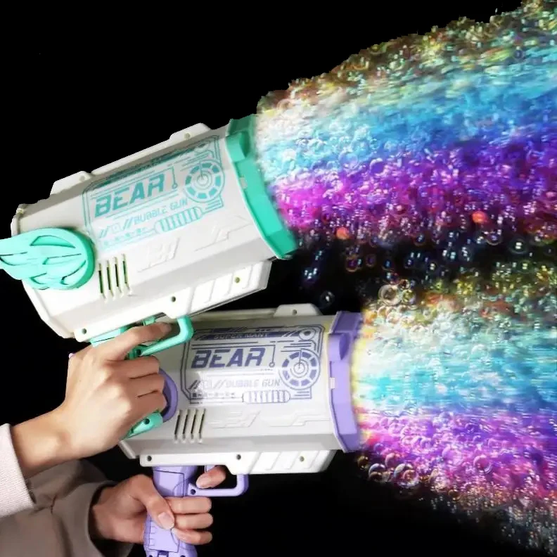 New Arrival 69 Holes Bubbles Blower Rocket Boom Bubble Maker Automatic Bazooka Bubble Gun Machine Toy for Kids