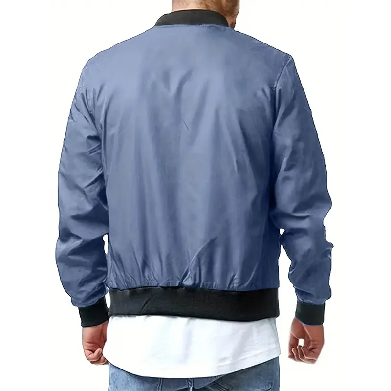 New Autumn Men's High Quality Bomber Zipper Jacket Plus Size Solid Color Streetwear Slim Fit Running Jackets_voghion.com