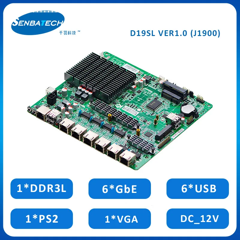 DDR3L Ram Compatible Motherboards with Celeron J1900 SIM Slot 6 GbE PS2 SOC Firewall Motherboard