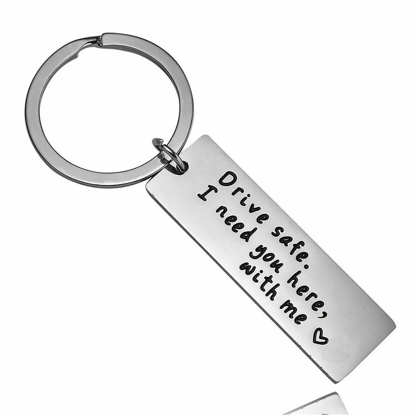 GOMYIE Drive Safe Keychain I Love You Trucker Husband Gift For Husband Dad Gift Valentines Day Stocking Stuffer Silver color 