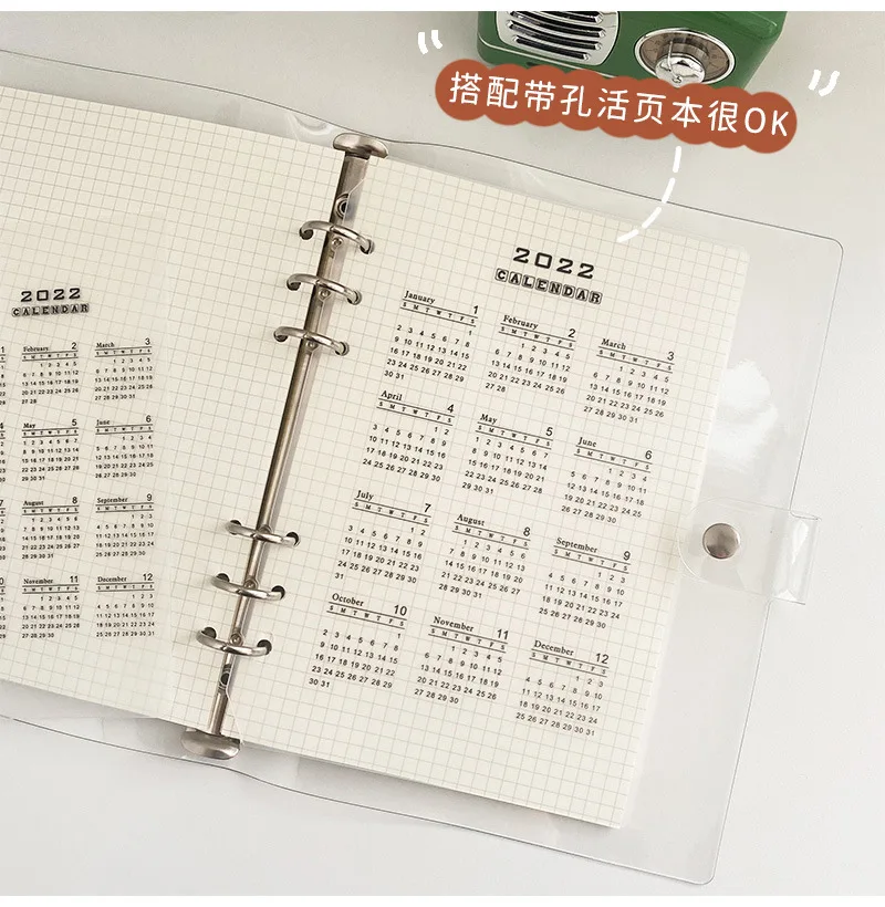 A5 Slim Transparent PVC Loose Leaf Notebook Cover Planner Agenda Organizer  Diary Portable 6 Ring 20 Ring Binder 2022 New