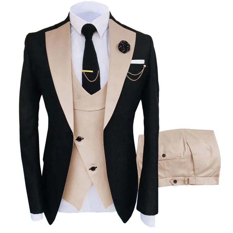 New Grooming Tuxedo Male Suit Boutique Elegant Gentleman Men Clothing 3 Piece Set Luxury aperçu 4