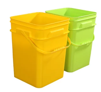 Custom PP/HDPE Material 5Gallon 6Gallon Plastic bucket Square  shape pail with Handle