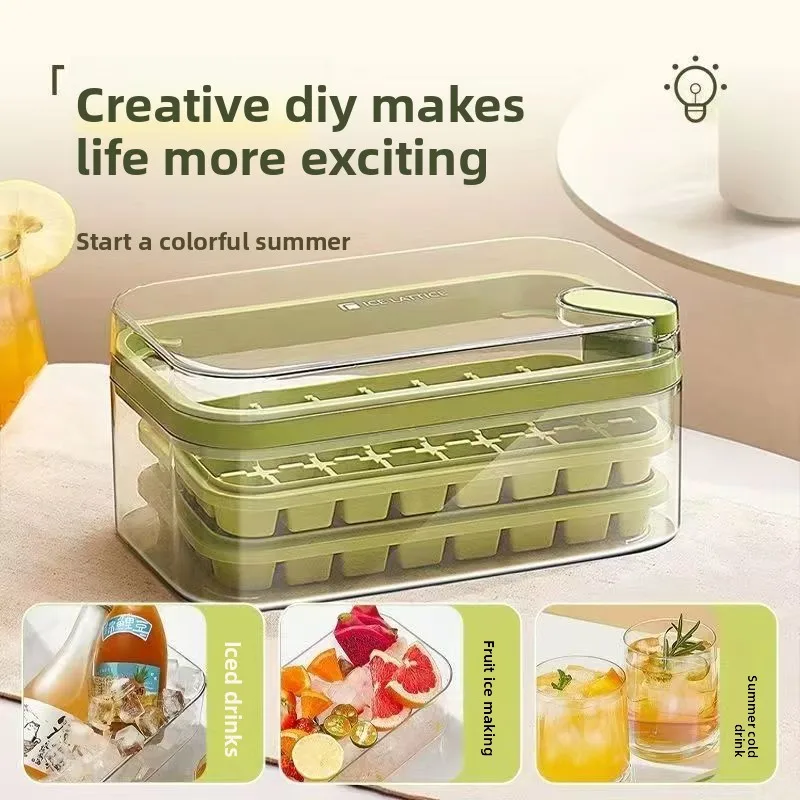 Press the Ice Tray Rectangular Ice Cube Mold Freezer Proof Quick Frozen Easy to Release Making Grinding Tool Gadget