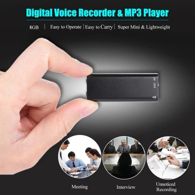 Digital Voice Recorder Support Audio Activated   MP3 Player 192kbps Audio Sound Recording Device