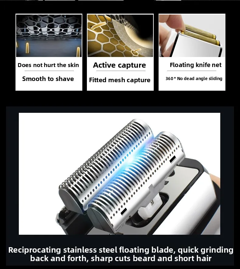 IPX7 Waterproof Men's Electric Razor with 600mAh Battery and 60-90min Working Time for Full Body Use