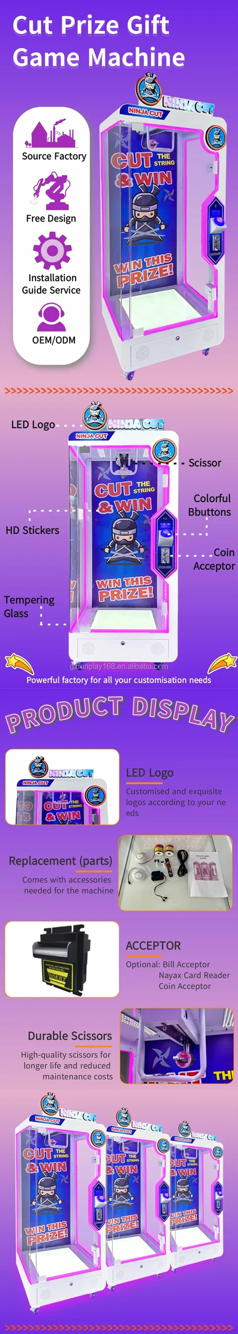 Funpark Best Price Indoor Scissor Amusement Park Coin Operated Games Skill Cut to Win Prize Arcade Game Machine manufacture
