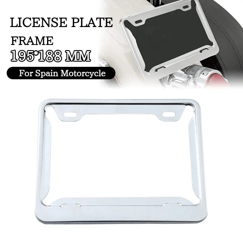 195*188mm Aluminum Silver  No Drill Motorcycle Cnc License Plate Holder Motorcycle