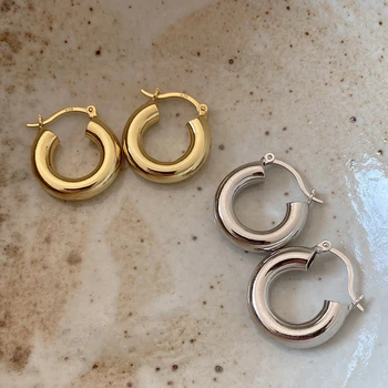 C Shape Chunky Hoop Earrings Circle Geometric Earrings for Women 925 Sterling Silver Minimalist Earrings Hoops 2020