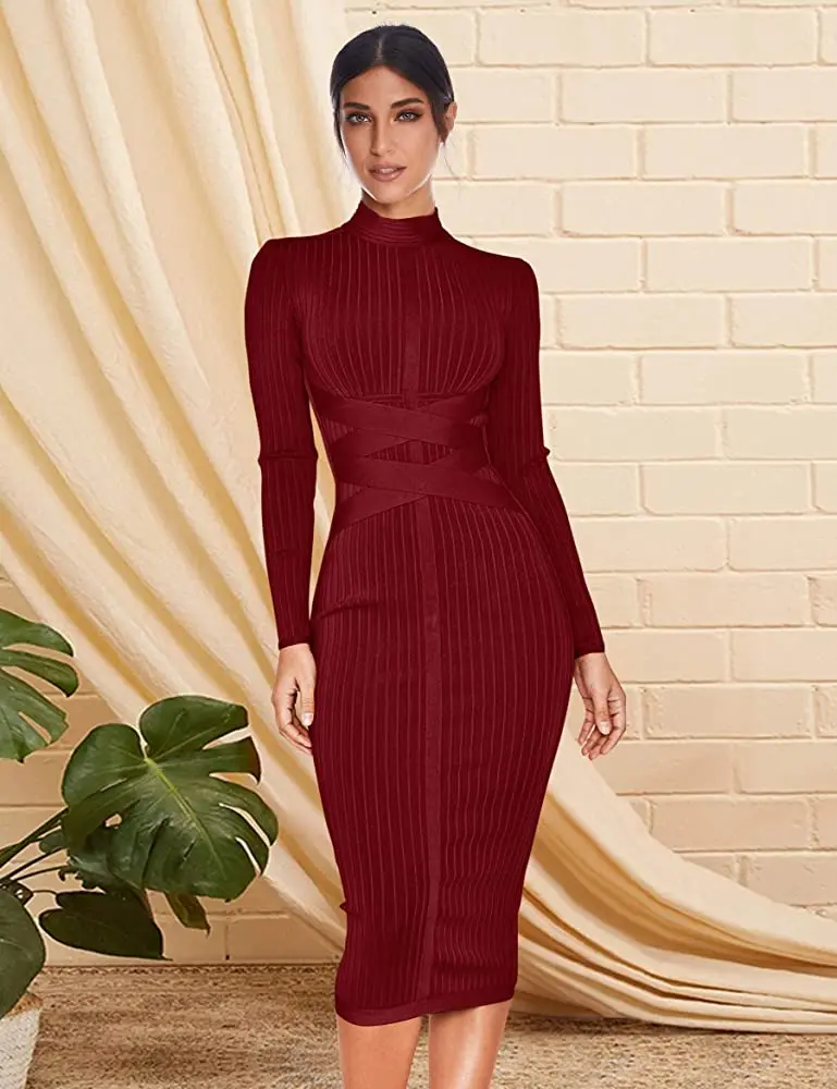 Dresses High Elastic Women Fashion Elegant Party Casual Long Sleeve Midi  Dress - Buy Long Sleeve Midi Dress,Elegant Club Dresses,Party Dresses Women  Product on Alibaba.com