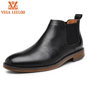New Trendy Brand Boots Flat Fashion Business Ankle Genuine Leather Shoes Chelsea Boots Men Plus Size 47