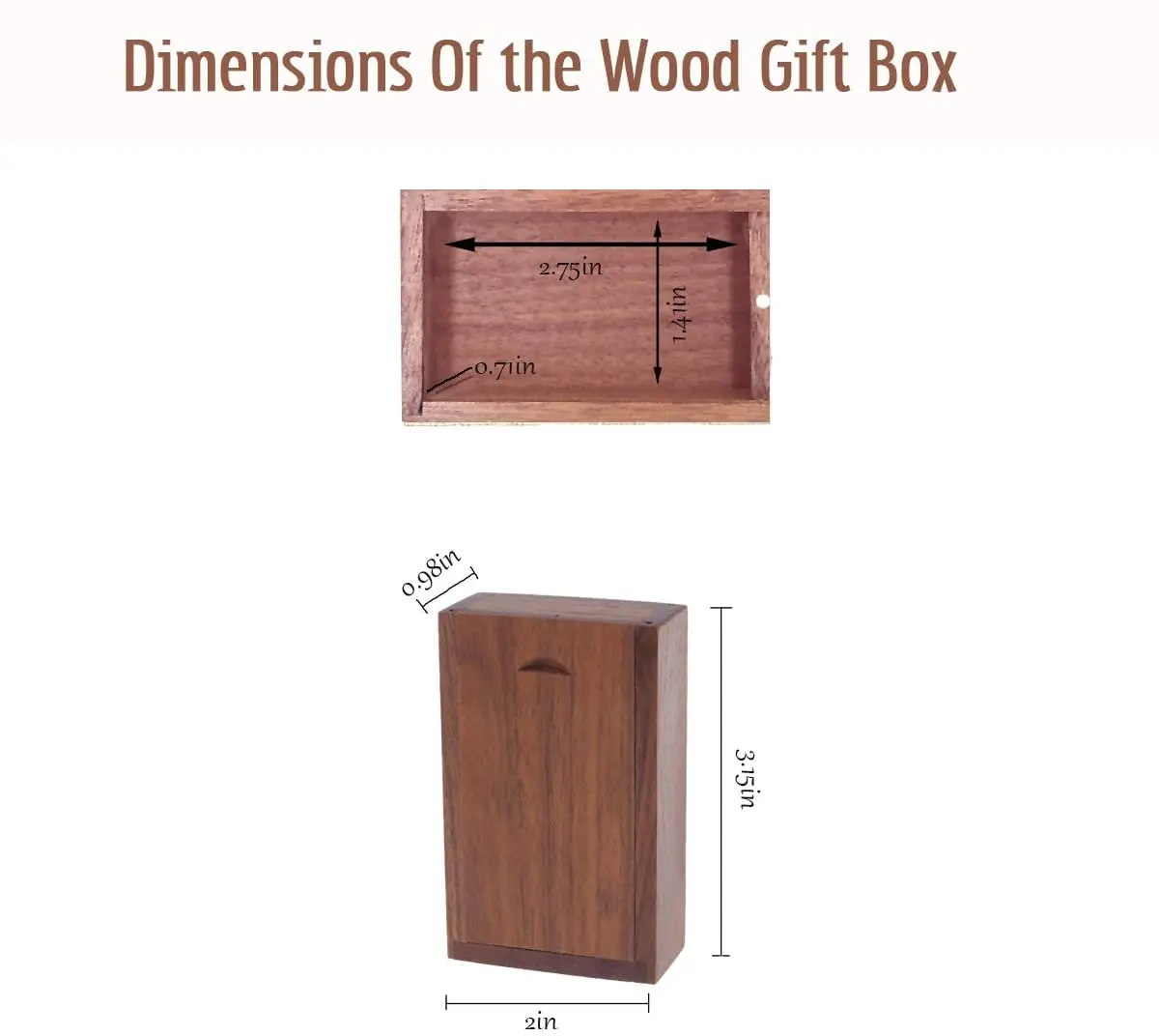 JBOS Wood Gift Box with Sliding Top, Discrete Sliding-lid Wooden Boxes USB Box for Friends/Business Partners/Photographers/Clients (Walnut Wood
