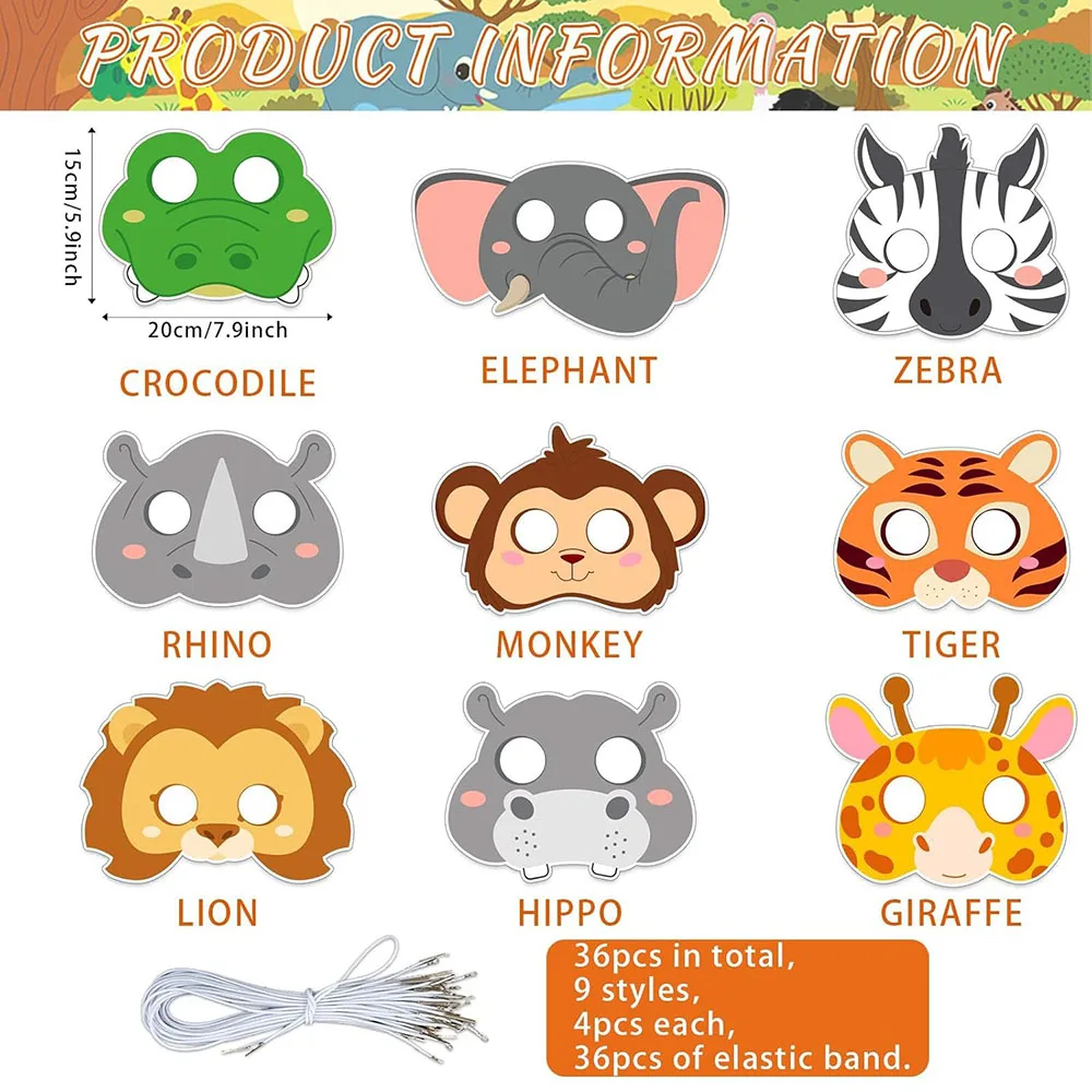 Animal Coloring Masks Color Your Own Paper Art Craft DIY Blank Masquerade Birthday Dress up Party Favors Face Masks Children