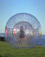 Commercial grade interactive inflatable outdoor sport games downhill zorbing hill rolling zorb ball for sale