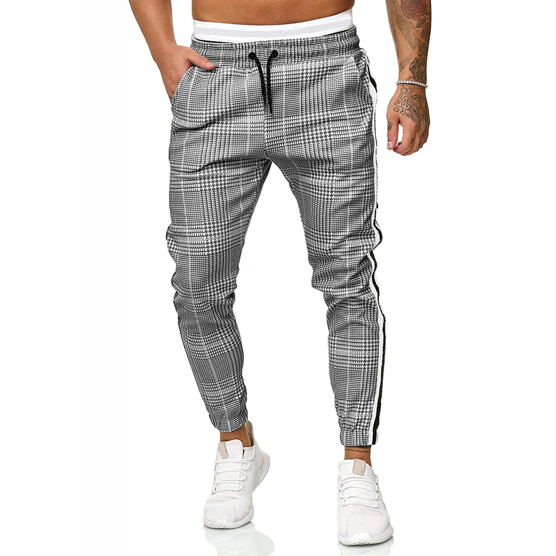 Joggers Deportivos Informales Para Hombre,Pantalón Con Cintura Elástica Y  Rayas Laterales - Buy Hombres Pantalones Casuales,Pantalones De Los Hombres,Pantalones  De Los Hombres Product on Alibaba.com